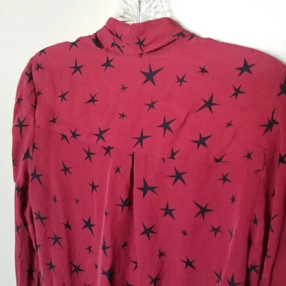 L'AGENCE Mariposa Star-Print  Silk Crossover Blouse S - Picture 8 of 15